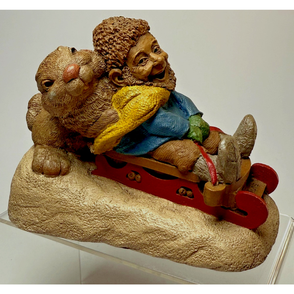 Tom Clark Gnome Cairn Studios Wolfe 1997 Bunny Slope #6328 Figurine Rabbit Sled